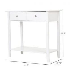 Table d'appoint Homcom de 31,5 po moderne avec 2 tiroirs et 1 étagère, blanc -HOMCOM Soldes 2022 330948368 AlternateImage2 l