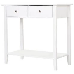 Table d'appoint Homcom de 31,5 po moderne avec 2 tiroirs et 1 étagère, blanc