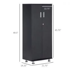 Armoire avec serrure Homcom à 3 étagères, panneaux de particules et acier, gris foncé -HOMCOM Soldes 2022 330948370 AlternateImage2 l