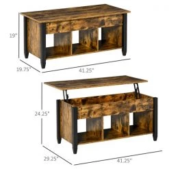 Table d'appoint Homcom en panneaux de particules avec plateau relevable et rangement dissimulé, fini brun 7 Table d'appoint Homcom en panneaux de particules avec plateau relevable et rangement dissimulé, fini brun -HOMCOM Soldes 2022 330948372 AlternateImage2 l