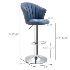 Tabouret de bar à hauteur ajustable Homcom rembourré pivotant avec dossier coquillage, bleu, lot de 2 -HOMCOM Soldes 2022 330948381 AlternateImage2 l