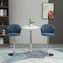 Tabouret de bar à hauteur ajustable Homcom rembourré pivotant avec dossier coquillage, bleu, lot de 2 -HOMCOM Soldes 2022 330948381 AlternateImage3 l