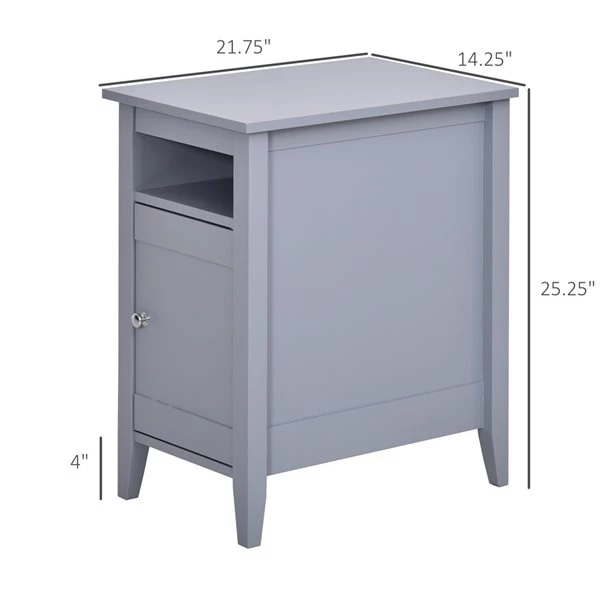 Table d'appoint rectangulaire Homcom à 3 étages en bois avec tablettes ajustables, gris 3 Table d'appoint rectangulaire Homcom à 3 étages en bois avec tablettes ajustables, gris – Image 3