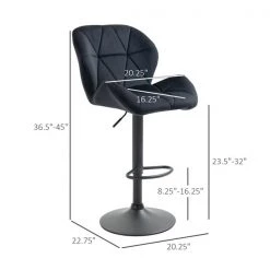 Tabouret de bar à hauteur de comptoir ajustable Homcom rembourré pivotant, noir, lot de 2 7 Tabouret de bar à hauteur de comptoir ajustable Homcom rembourré pivotant, noir, lot de 2 -HOMCOM Soldes 2022 330948384 AlternateImage2 l