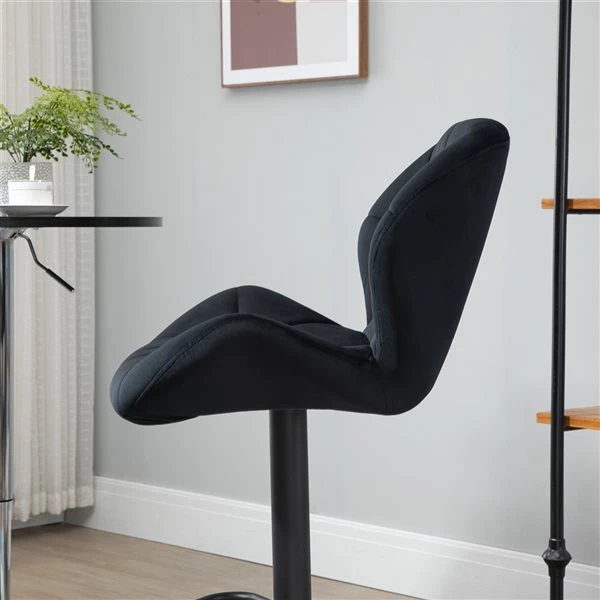 Tabouret de bar à hauteur de comptoir ajustable Homcom rembourré pivotant, noir, lot de 2 4 Tabouret de bar à hauteur de comptoir ajustable Homcom rembourré pivotant, noir, lot de 2 – Image 4