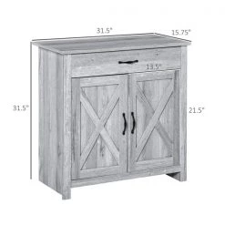 Buffet avec portes de grange Homcom campagnard en MDF, gris 7 Buffet avec portes de grange Homcom campagnard en MDF, gris -HOMCOM Soldes 2022 330948385 AlternateImage2 l