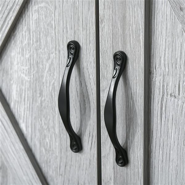 Buffet avec portes de grange Homcom campagnard en MDF, gris 5 Buffet avec portes de grange Homcom campagnard en MDF, gris – Image 5