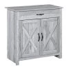 Buffet avec portes de grange Homcom campagnard en MDF, gris
