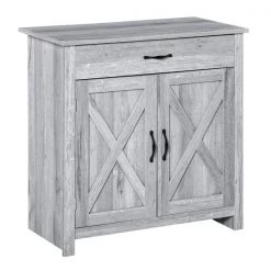 Buffet avec portes de grange Homcom campagnard en MDF, gris