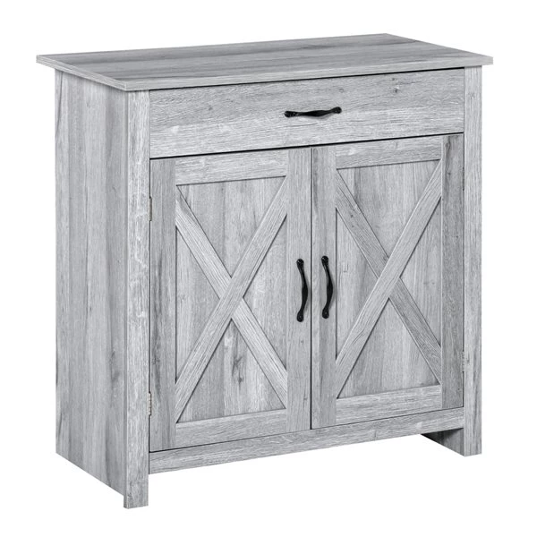 Buffet avec portes de grange Homcom campagnard en MDF, gris 1 Buffet avec portes de grange Homcom campagnard en MDF, gris