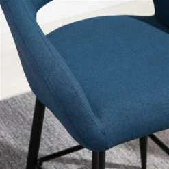 Tabouret à hauteur de comptoir Homcom rembourré en lin avec repose-pieds, bleu -HOMCOM Soldes 2022 330948396 AlternateImage4 l