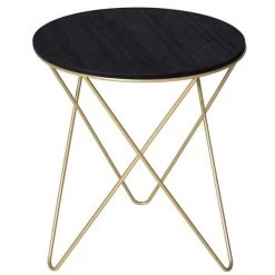 Table d'appoint ronde Homcom avec cadre en métal et plateau en MDF, noir et or
