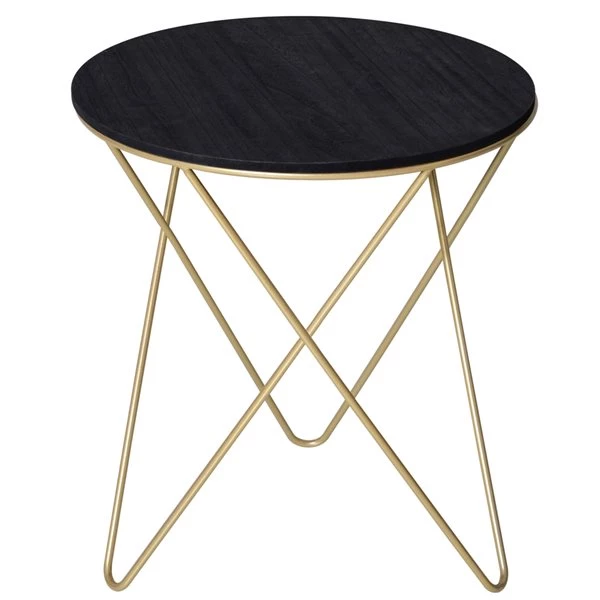 Table d'appoint ronde Homcom avec cadre en métal et plateau en MDF, noir et or 1 Table d'appoint ronde Homcom avec cadre en métal et plateau en MDF, noir et or