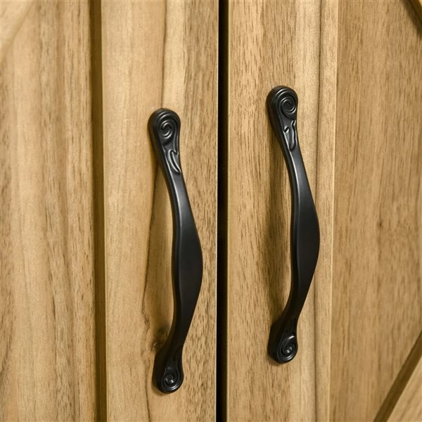 Buffet avec portes de grange Homcom campagnard en MDF, brun 5 Buffet avec portes de grange Homcom campagnard en MDF, brun – Image 5