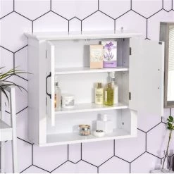 Armoire de salle de bains murale Homcom en MDF de 23,5 po L x 22,75 po H x 7,75 po P, avec 3 tablettes, blanc -HOMCOM Soldes 2022 330948411 AlternateImage3 l