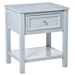 Table d'appoint rectangulaire Homcom en bois avec 1 tiroir et une étagère ouverte, gris