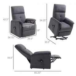 Fauteuil inclinable électrique Homcom en tissu avec repose-pieds, gris -HOMCOM Soldes 2022 330948416 AlternateImage2 l