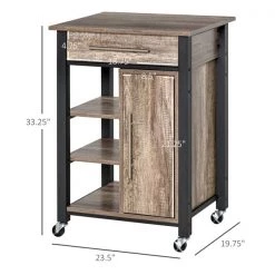 Chariot de cuisine HomCom avec base en métal gris et dessus en bois (19,75 po x 23,5 po x 33,25 po) -HOMCOM Soldes 2022 330948417 AlternateImage2 l