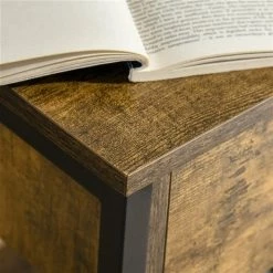 Table d'appoint carrée Homcom en bois avec 1 tiroir et une étagère ouverte, brun -HOMCOM Soldes 2022 330948423 AlternateImage3 l