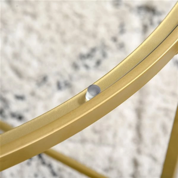 Table d'appoint ronde Homcom avec cadre en métal doré et plateau en verre trempé 4 Table d'appoint ronde Homcom avec cadre en métal doré et plateau en verre trempé – Image 4