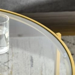 Table d'appoint ronde Homcom avec cadre en métal doré et plateau en verre trempé 9 Table d'appoint ronde Homcom avec cadre en métal doré et plateau en verre trempé -HOMCOM Soldes 2022 330948429 AlternateImage4 l