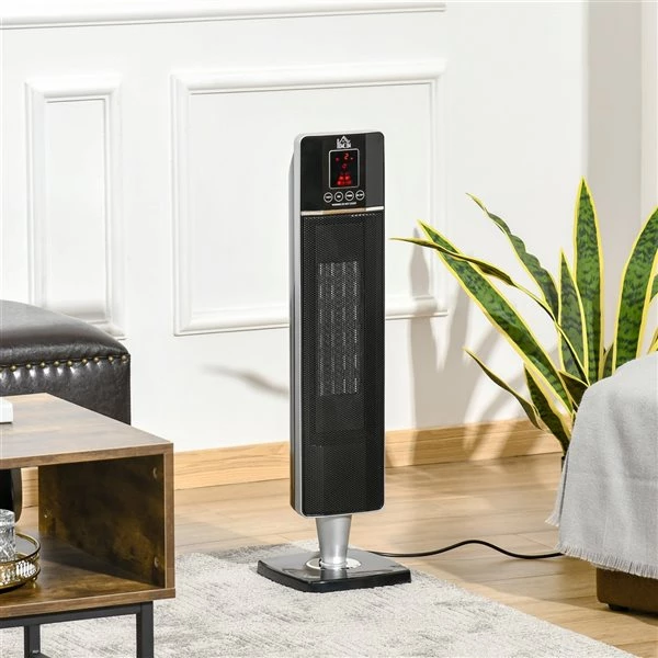 Radiateur électrique vertical HomCom intérieur en céramique noir de 1500 watts, télécommande incluse 2 Radiateur électrique vertical HomCom intérieur en céramique noir de 1500 watts, télécommande incluse – Image 2
