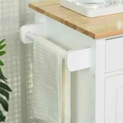 Îlot de cuisine HomCom avec base en bois blanc et dessus en bois (19 po x 42,25 po x 35 po) -HOMCOM Soldes 2022 330948435 AlternateImage3 l