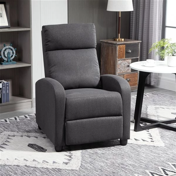 Fauteuil inclinable manuel Homcom en tissu, gris foncé 2 Fauteuil inclinable manuel Homcom en tissu, gris foncé – Image 2