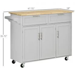 Îlot de cuisine HomCom avec base en bois gris et dessus en bois d'hévéa (47,75 po x 18 po x 35,75 po) 7 Îlot de cuisine HomCom avec base en bois gris et dessus en bois d'hévéa (47,75 po x 18 po x 35,75 po) -HOMCOM Soldes 2022 330948439 AlternateImage2 l