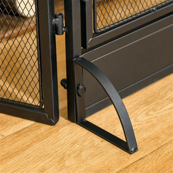 Pare-étincelles plat HomCom en acier noir à 2 portes et 3 panneaux de 47,25 po 4 Pare-étincelles plat HomCom en acier noir à 2 portes et 3 panneaux de 47,25 po – Image 4