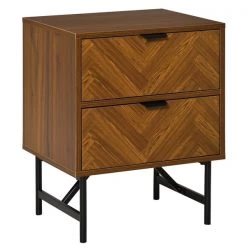 Table d'appoint avec rangement Homcom en panneau de particules avec poignée cachée et 2 tiroirs, noyer