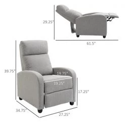 Fauteuil inclinable manuel Homcom en tissu, gris clair 7 Fauteuil inclinable manuel Homcom en tissu, gris clair -HOMCOM Soldes 2022 330948448 AlternateImage2 l