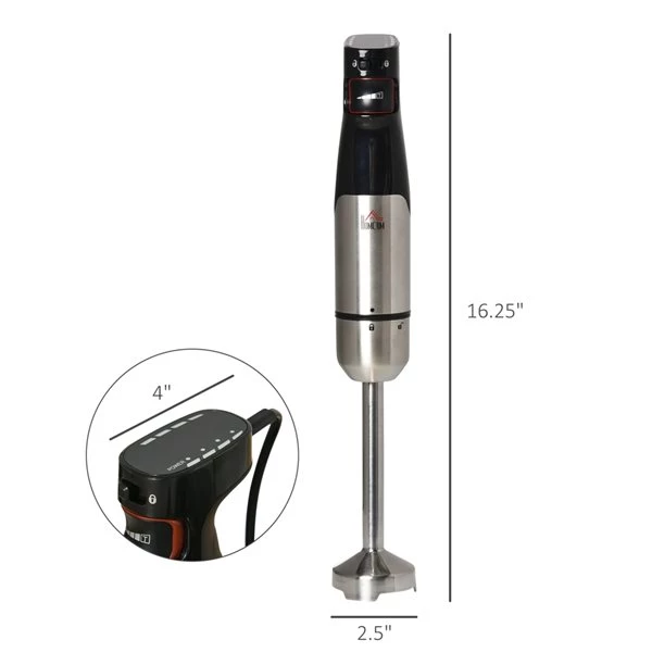 Mélangeur 4-en-1 Homcom de 400 W avec contrôle de l'impulsion et vitesse ajustable, noir et argent, ens. de 6 3 Mélangeur 4-en-1 Homcom de 400 W avec contrôle de l'impulsion et vitesse ajustable, noir et argent, ens. de 6 – Image 3