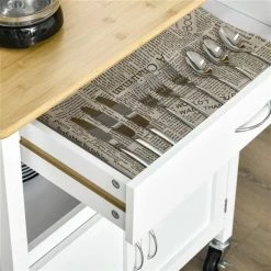 Desserte de cuisine HomCom avec base en bois blanc et plateau en bambou (28,75 po x 19,75 po x 35,75) -HOMCOM Soldes 2022 330951152 AlternateImage5 l