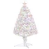 Arbre de Noël artificiel HomCom de 2,5 pi charnu avec lumières multicolores étincelantes de fibre optique, blanc