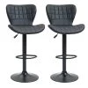 Tabouret de bar en cuir PU HomCom rembourré et pivotant à hauteur ajustable, noir, lot de 2