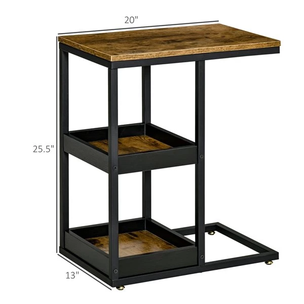 Table pour canapé rectangulaire HomCom en bois brun rustique 3 Table pour canapé rectangulaire HomCom en bois brun rustique – Image 3