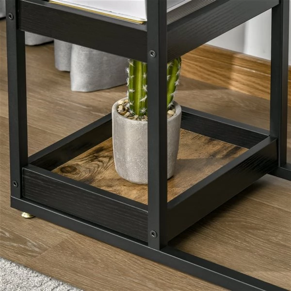 Table pour canapé rectangulaire HomCom en bois brun rustique 4 Table pour canapé rectangulaire HomCom en bois brun rustique – Image 4