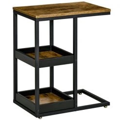 Table pour canapé rectangulaire HomCom en bois brun rustique