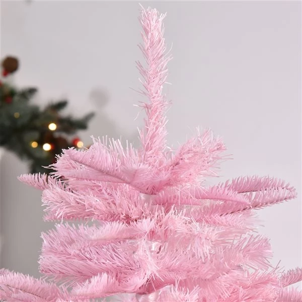 Arbre de Noël artificiel HomCom de 4,5 pi charnu et sans lumière avec ouverture automatique, rose 4 Arbre de Noël artificiel HomCom de 4,5 pi charnu et sans lumière avec ouverture automatique, rose – Image 4