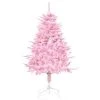 Arbre de Noël artificiel HomCom de 4,5 pi charnu et sans lumière avec ouverture automatique, rose