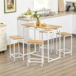 Ensemble de table haute moderne et rectangulaire HomCom en acier blanc et en MDF avec tabourets 8 Ensemble de table haute moderne et rectangulaire HomCom en acier blanc et en MDF avec tabourets -HOMCOM Soldes 2022 330951179 AlternateImage3 l