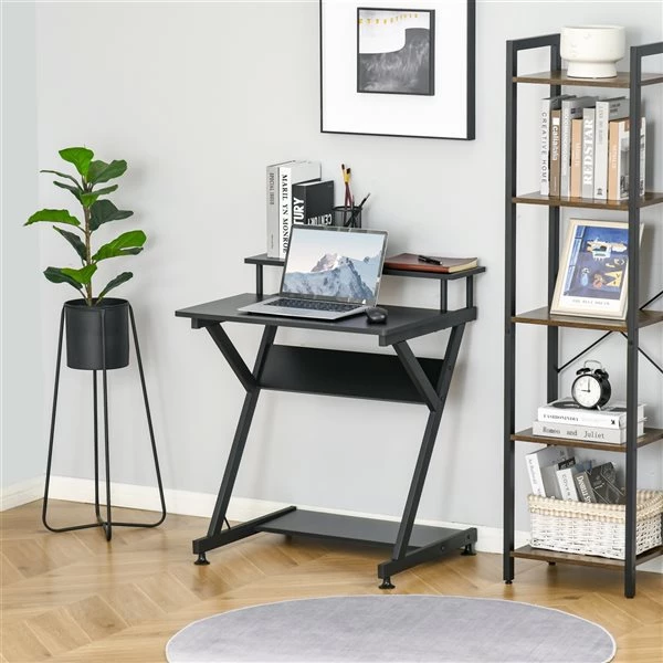 Bureau d'ordinateur HomCom moderne et contemporain noir de 15,75 po 2 Bureau d'ordinateur HomCom moderne et contemporain noir de 15,75 po – Image 2