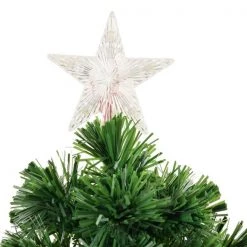 Arbre de Noël artificiel HomCom de 5 pi charnu avec 24 lumières DEL multicolores étincelantes et fibre optique, vert -HOMCOM Soldes 2022 330951221 AlternateImage4 l
