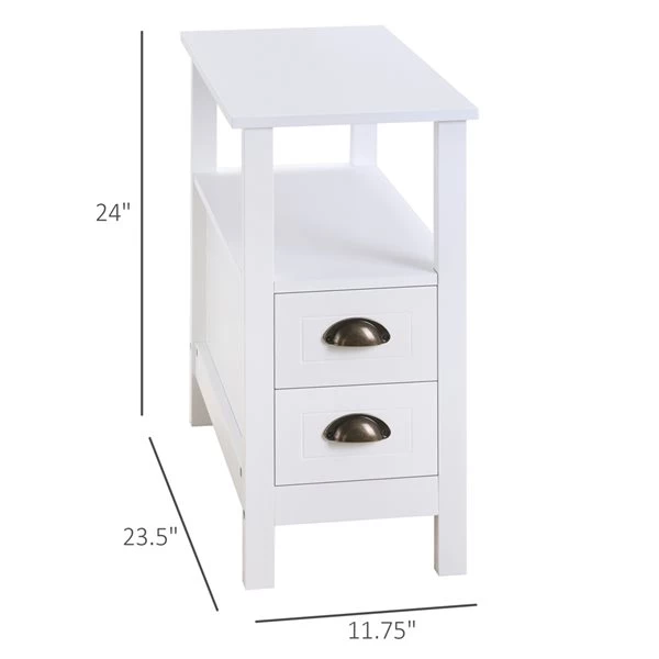 Table pour canapé HomCom rectangulaire en bois blanc 3 Table pour canapé HomCom rectangulaire en bois blanc – Image 3