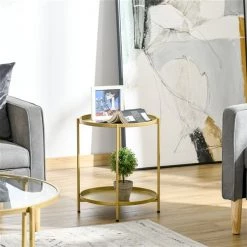 Table pour canapé ronde HomCom en métal, or 8 Table pour canapé ronde HomCom en métal, or -HOMCOM Soldes 2022 330951234 AlternateImage3 l