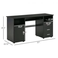 Bureau d'ordinateur HomCom moderne et contemporain noir de 57 po -HOMCOM Soldes 2022 330951268 AlternateImage2 l