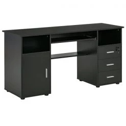 Bureau d'ordinateur HomCom moderne et contemporain noir de 57 po