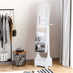 Miroir autoportant HomCom avec armoire à bijoux et lumières DEL, blanc 7 Miroir autoportant HomCom avec armoire à bijoux et lumières DEL, blanc -HOMCOM Soldes 2022 330951269 AlternateImage2 l