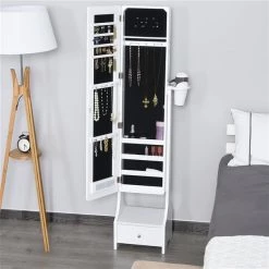 Miroir autoportant HomCom avec armoire à bijoux et lumières DEL, blanc 8 Miroir autoportant HomCom avec armoire à bijoux et lumières DEL, blanc -HOMCOM Soldes 2022 330951269 AlternateImage3 l